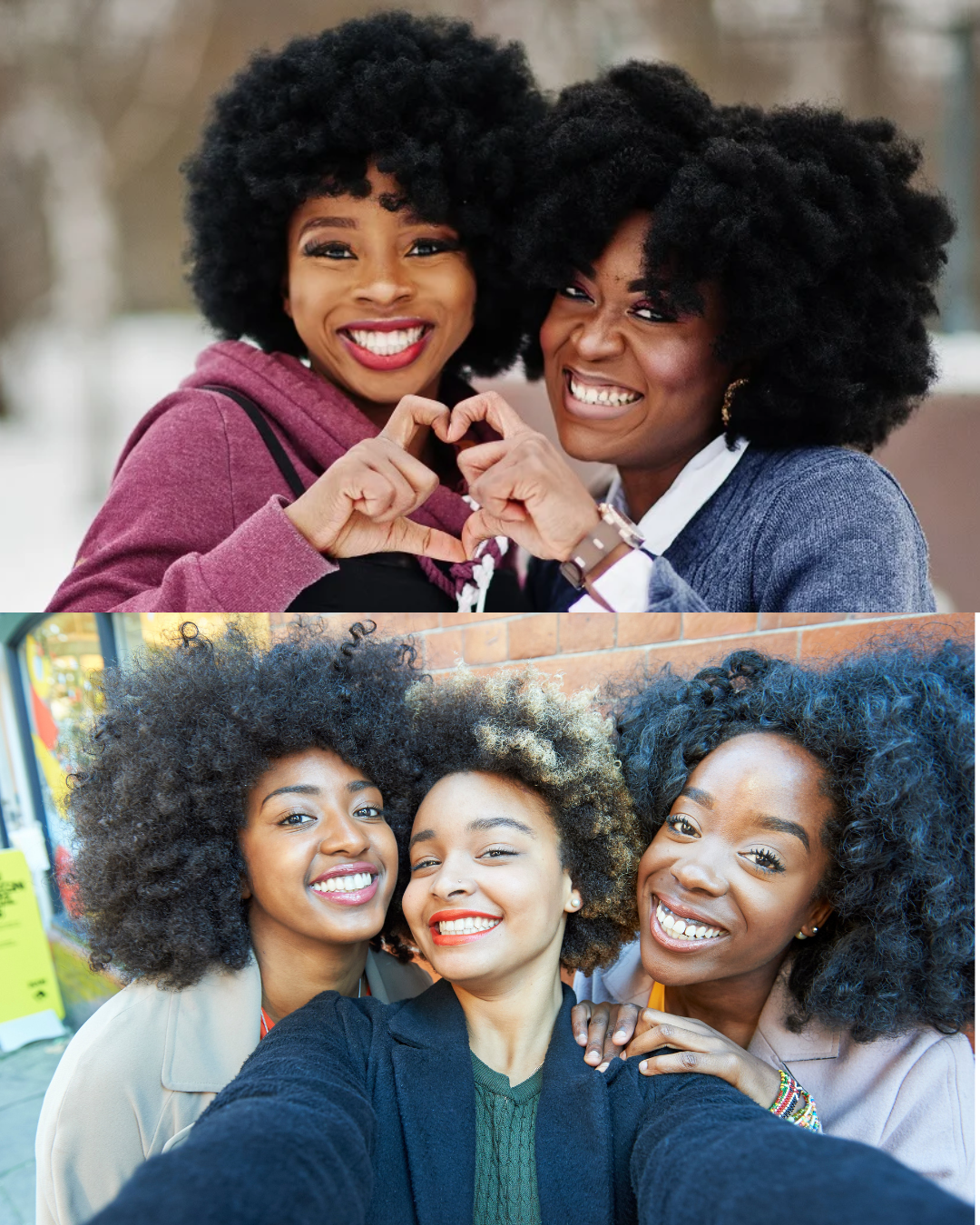 4c Hair Women With Healthy Thick Curly Hair Showing Their Natural Hair Outside